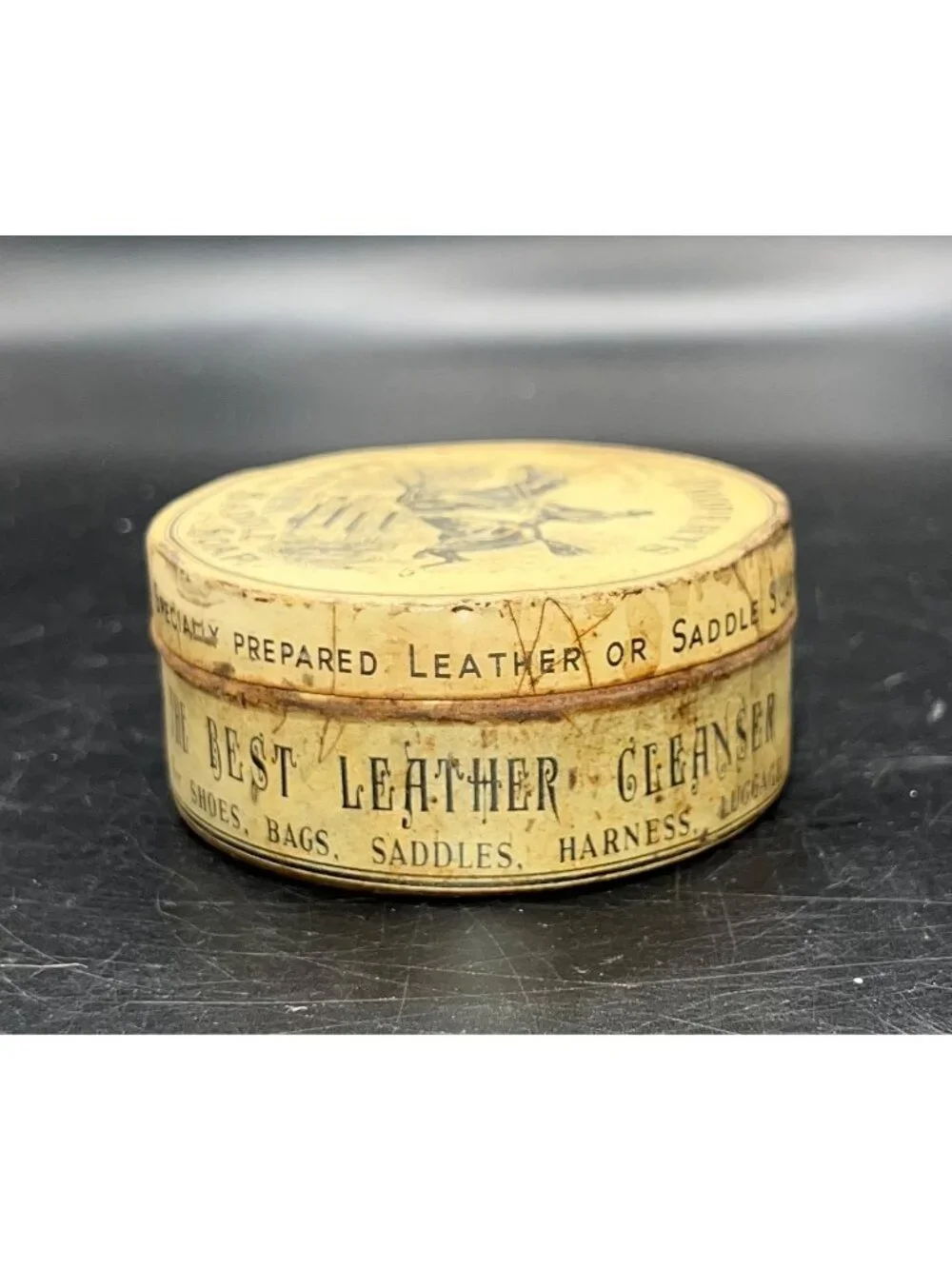Properts Leather And Saddle Soap Tin Vintage England Battersea Rusty Crusty